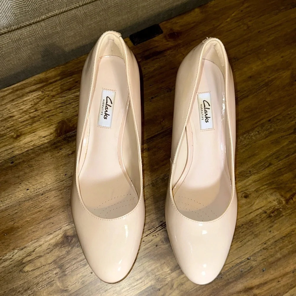 CLARKS NARRATIVE KENDRA SIENNA NUDE PATENT ROSE PALE LEATHER 9.5 WOMEN SHOE - Picture 5 of 16